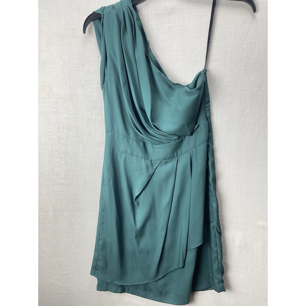 BCBGeneration Green One Shoulder Draped Mini Dress Size 2 Cocktail Party Wedding